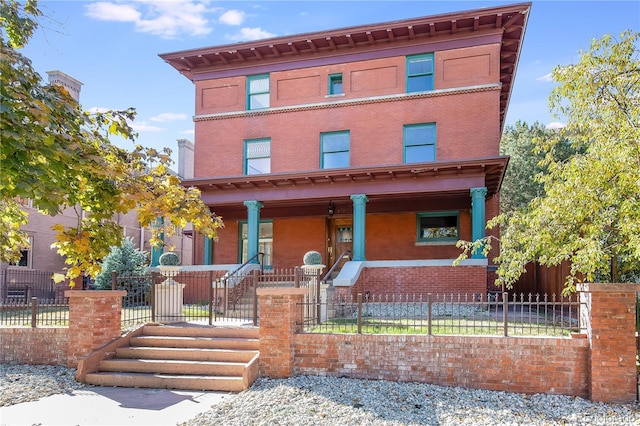 italianate house featuring covered porch