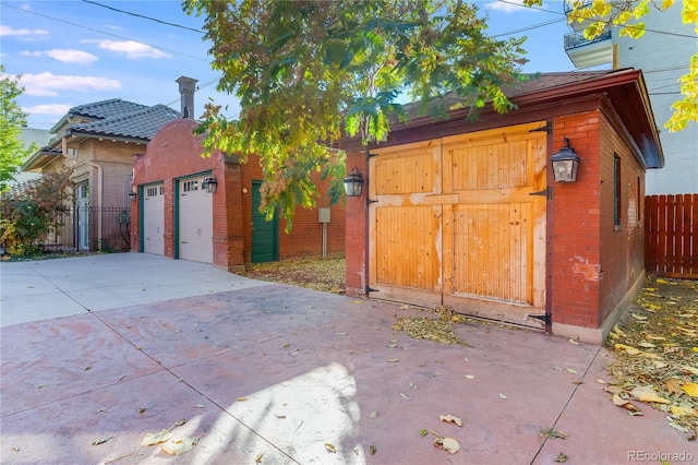 exterior space featuring a garage