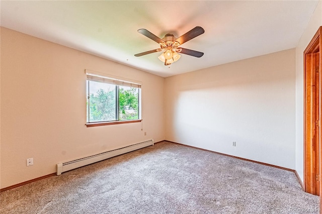 2408 N 7th St Unit A, Colorado Springs, CO 80907 - carpeted spare room featuring a baseboard heating unit, ceiling fan, and baseboards
