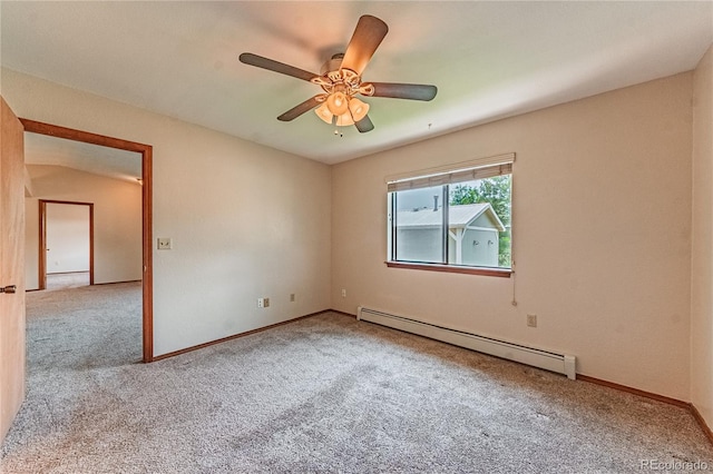 2408 N 7th St Unit A, Colorado Springs, CO 80907 - carpeted spare room featuring baseboard heating, ceiling fan, and baseboards