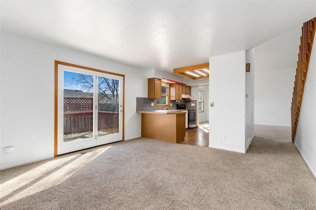 unfurnished living room featuring carpet flooring and a wealth of natural light