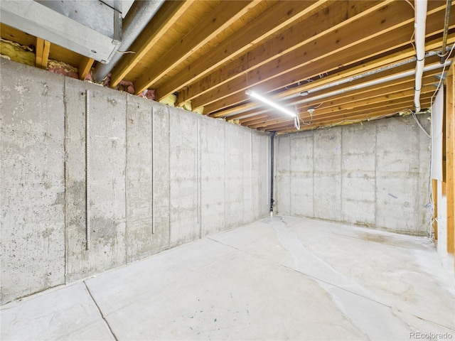 view of unfinished basement