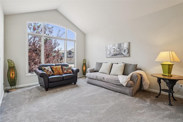 5564 S Jasper Way, Centennial, CO 80015 - carpeted living room featuring vaulted ceiling and baseboards