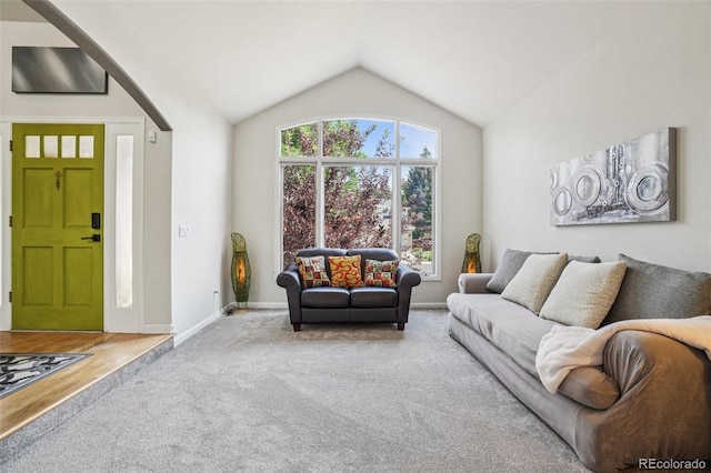5564 S Jasper Way, Centennial, CO 80015 - carpeted living room featuring lofted ceiling and baseboards