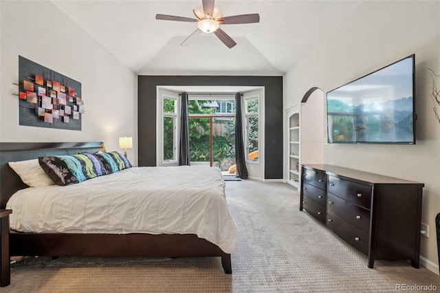 5564 S Jasper Way, Centennial, CO 80015 - bedroom with carpet flooring, lofted ceiling, and a ceiling fan