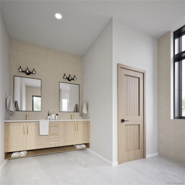 bathroom featuring vanity and tile patterned floors