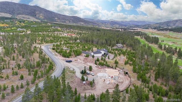 aerial view with a mountain view