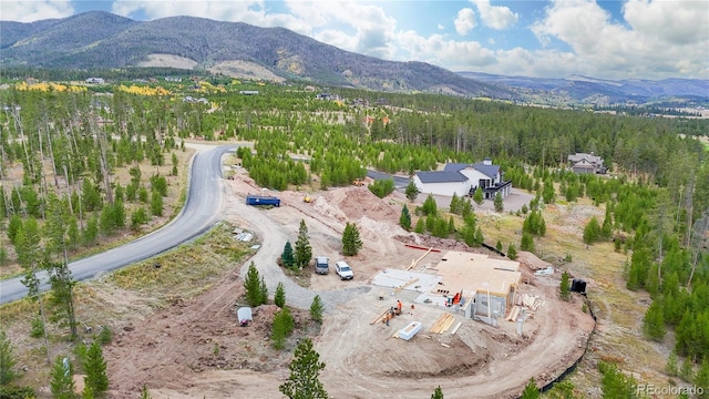 birds eye view of property featuring a mountain view