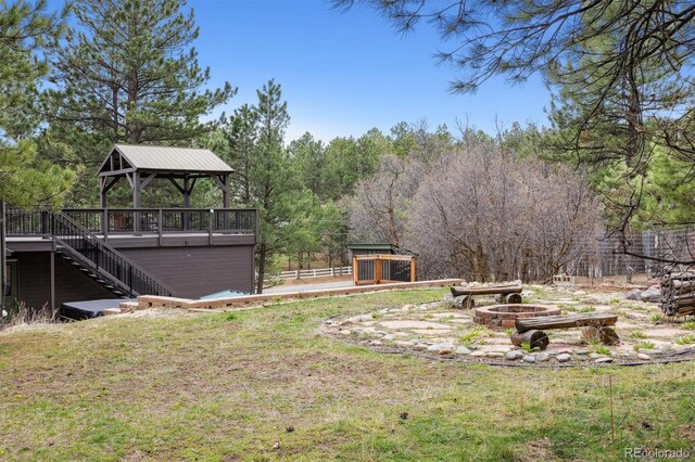 7317 Fremont Pl, Larkspur, CO 80118 - view of yard featuring a gazebo, a deck, and stairs