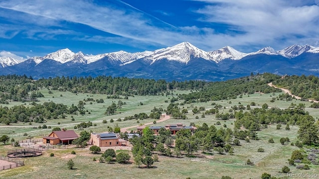 view of mountain feature with a rural view