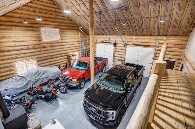 garage with wooden ceiling