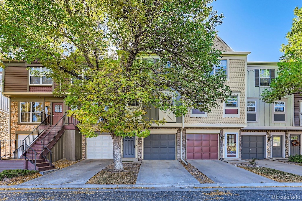 view of property featuring a garage