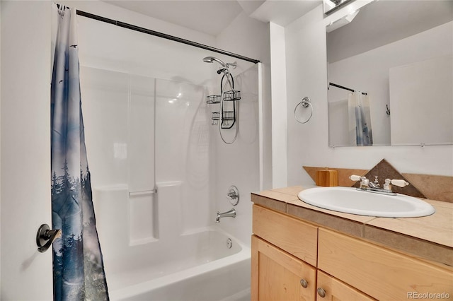 9648 Yegge Rd, Morrison, CO 80465 - bathroom with shower / tub combo with curtain and vanity