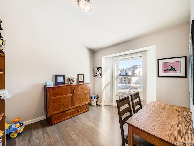 home office featuring hardwood / wood-style floors