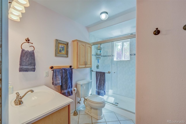 29250 County Road 330, Buena Vista, CO 81211 - full bathroom with a stall shower, tile patterned flooring, and vanity