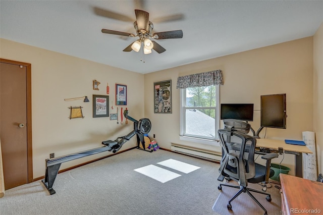 29250 County Road 330, Buena Vista, CO 81211 - office space featuring carpet floors, ceiling fan, and a baseboard heating unit