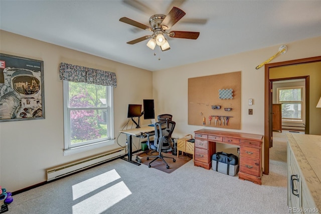 29250 County Road 330, Buena Vista, CO 81211 - office space with a baseboard radiator, carpet flooring, plenty of natural light, and ceiling fan