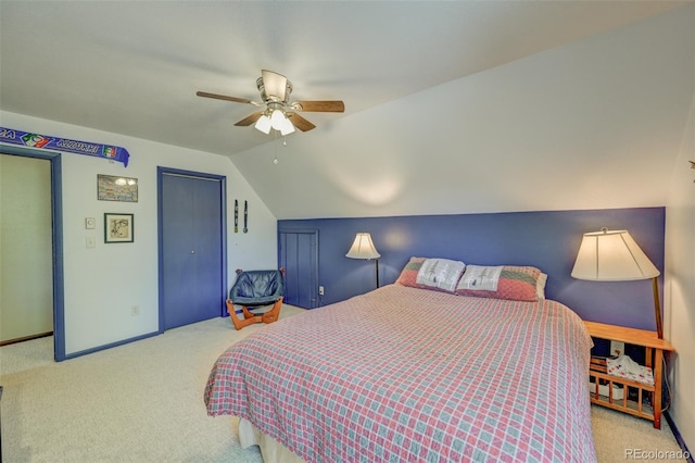 29250 County Road 330, Buena Vista, CO 81211 - carpeted bedroom featuring vaulted ceiling and ceiling fan