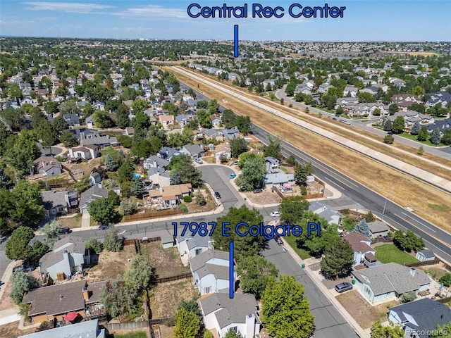 bird's eye view featuring a residential view