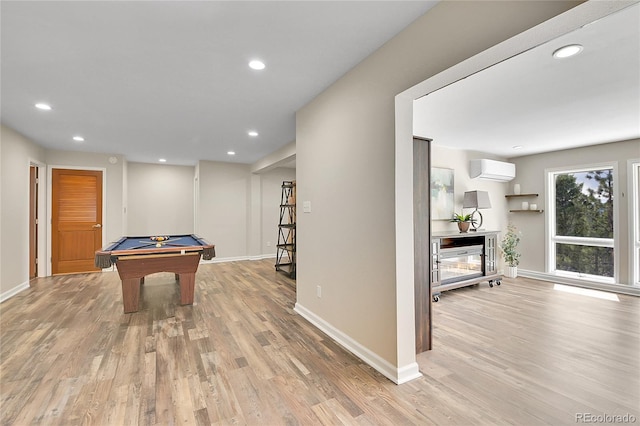 27100 Molly Dr, Conifer, CO 80433 - playroom featuring a wall mounted air conditioner, light wood finished floors, recessed lighting, billiards table, and baseboards
