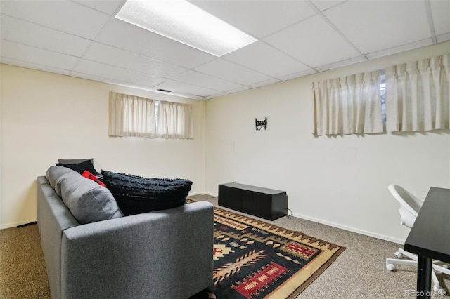 6750 Lange, Colorado Springs, CO 80918 - living room with carpet and a drop ceiling