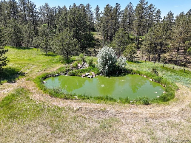 view of home's community with a water view