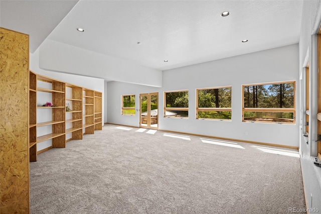 unfurnished living room featuring carpet floors