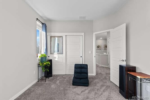 sitting room with carpet