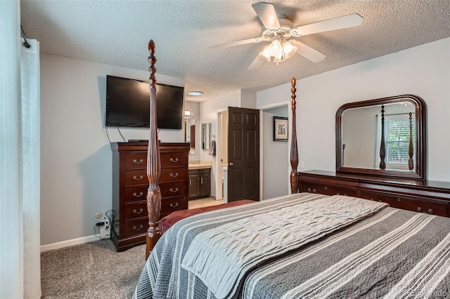 8101 S San Juan Range Rd, Littleton, CO 80127 - bedroom with a textured ceiling, light carpet, baseboards, and a ceiling fan