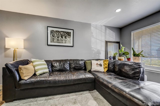 living area featuring recessed lighting