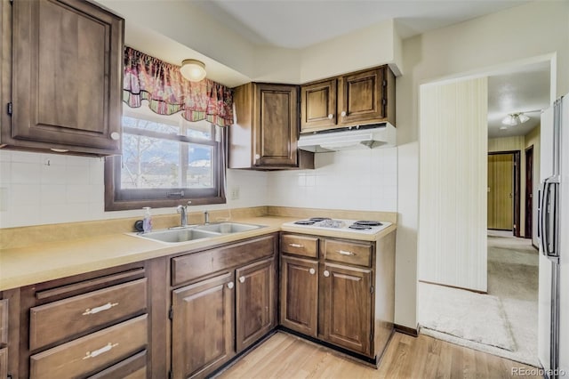 65 Yeoman Ln, Divide, CO 80814 - kitchen with a sink, under cabinet range hood, light countertops, and light wood-style floors