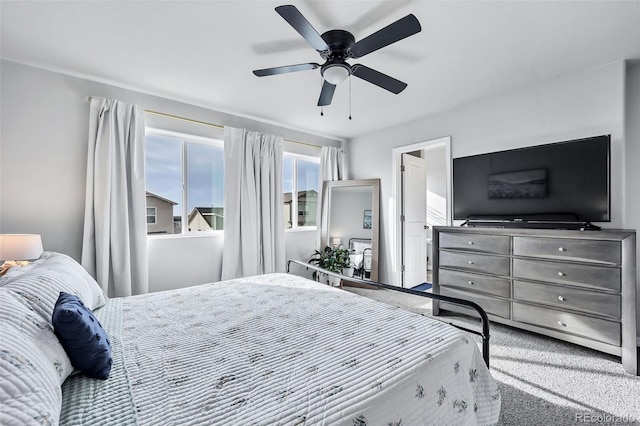 bedroom featuring carpet floors and a ceiling fan