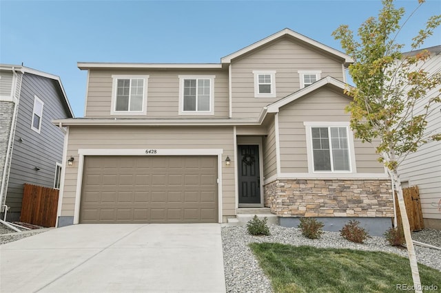 view of front of house with a garage