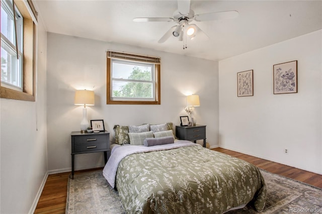 7839 Florado St, Denver, CO 80221 - bedroom with wood finished floors and a ceiling fan