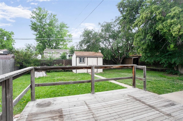 7839 Florado St, Denver, CO 80221 - wooden deck with a shed and a fenced backyard