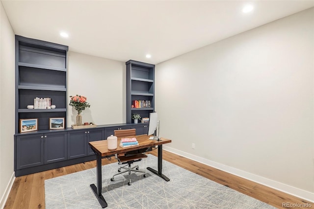 office area featuring light wood-type flooring