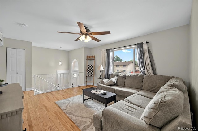 196 Jersey, Colorado Springs, CO 80911 - living area with a ceiling fan, light wood-style floors, and baseboards