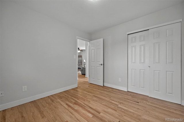 196 Jersey, Colorado Springs, CO 80911 - unfurnished bedroom featuring baseboards, light wood-type flooring, and a closet
