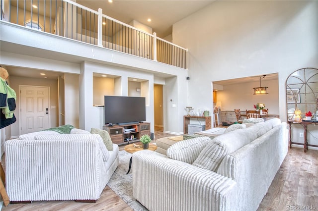 living room featuring light hardwood / wood-style floors