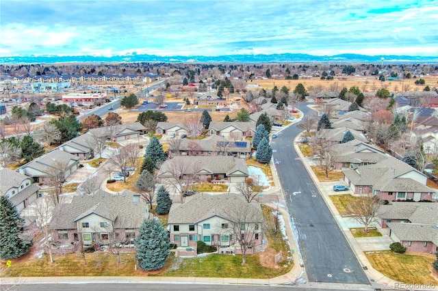 aerial view with a mountain view