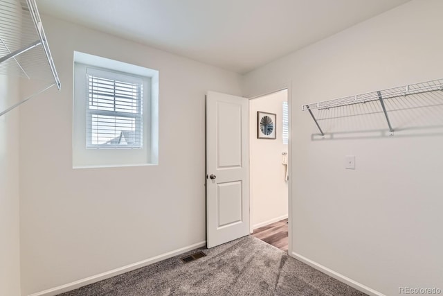 spacious closet with carpet floors