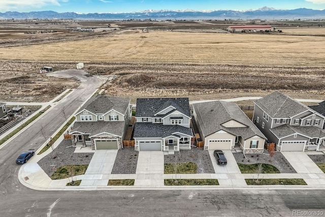 aerial view with a mountain view