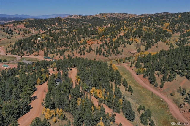 aerial view with a mountain view