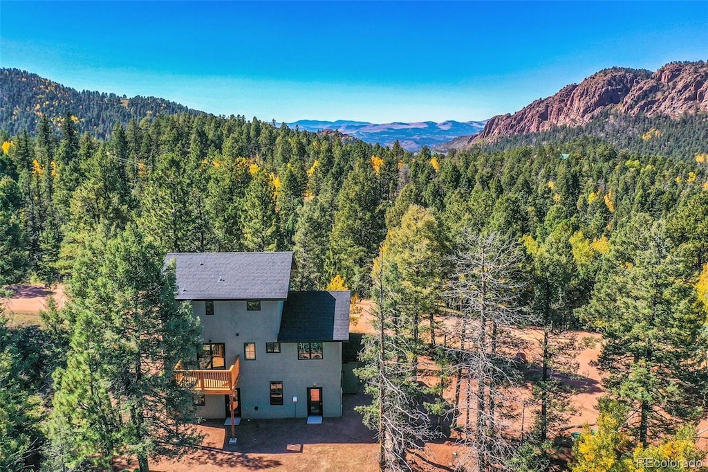 drone / aerial view with a mountain view