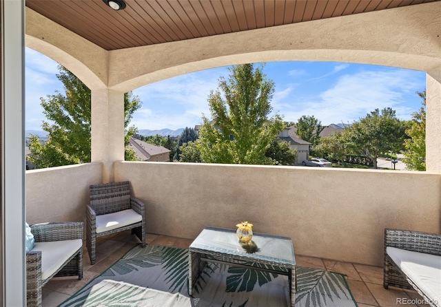 balcony with a mountain view