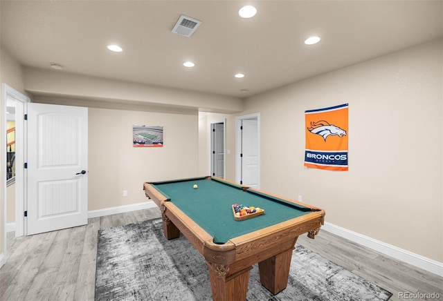 10215 W Wesley Dr, Lakewood, CO 80227 - game room with baseboards, visible vents, wood finished floors, and recessed lighting