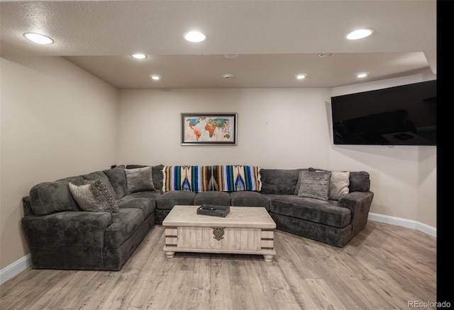 living room with light hardwood / wood-style floors