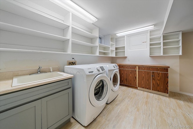 1923 S Newark Way, Aurora, CO 80014 - laundry room with separate washer and dryer and light wood-type flooring