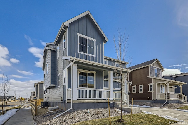 view of front of home with a porch and board and batten siding