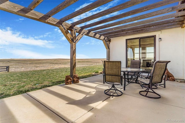 7172 S Oakleaf St, Bennett, CO 80102 - view of patio / terrace featuring a pergola, a rural view, and outdoor dining area